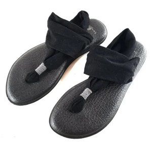 Sanuk Yoga Mat Slingback Sandals 6 Black Shoes Flip Flops